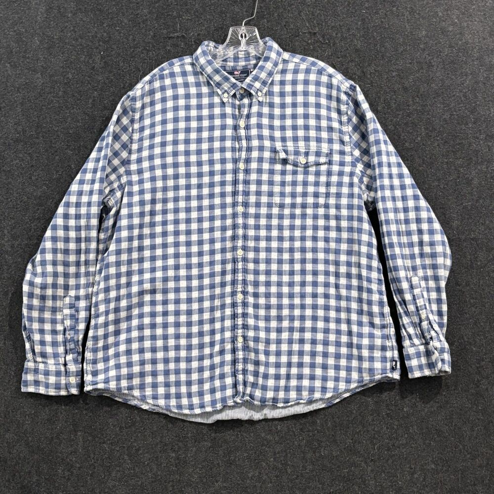 Vineyard Vines Crosby Shirt Men's XXL Blue White Gingham Button Down Cotton